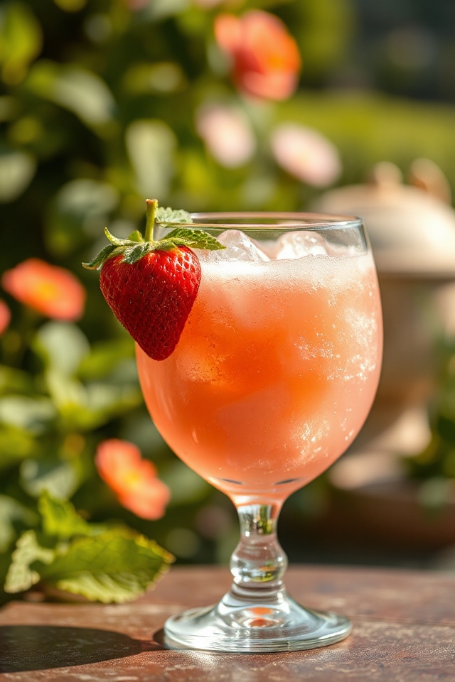 blend strawberries mint ice