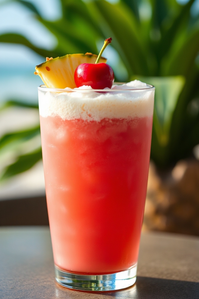 blend strawberries pineapple juice coconut