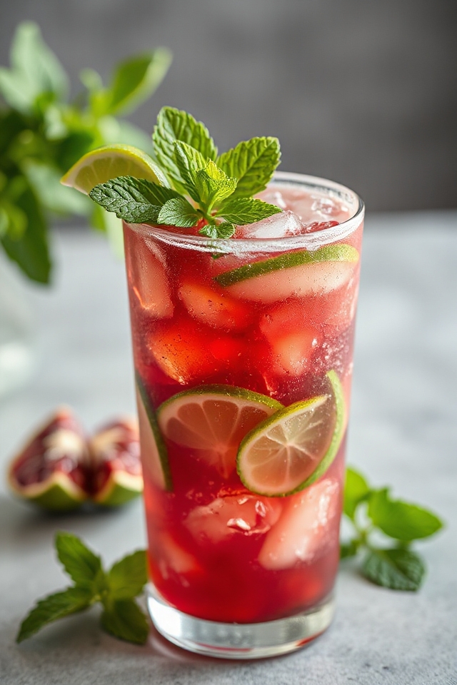 muddled mint pomegranate refreshment