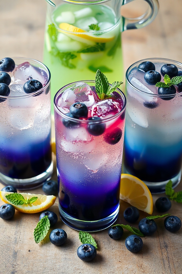 refreshing blueberry mint drink