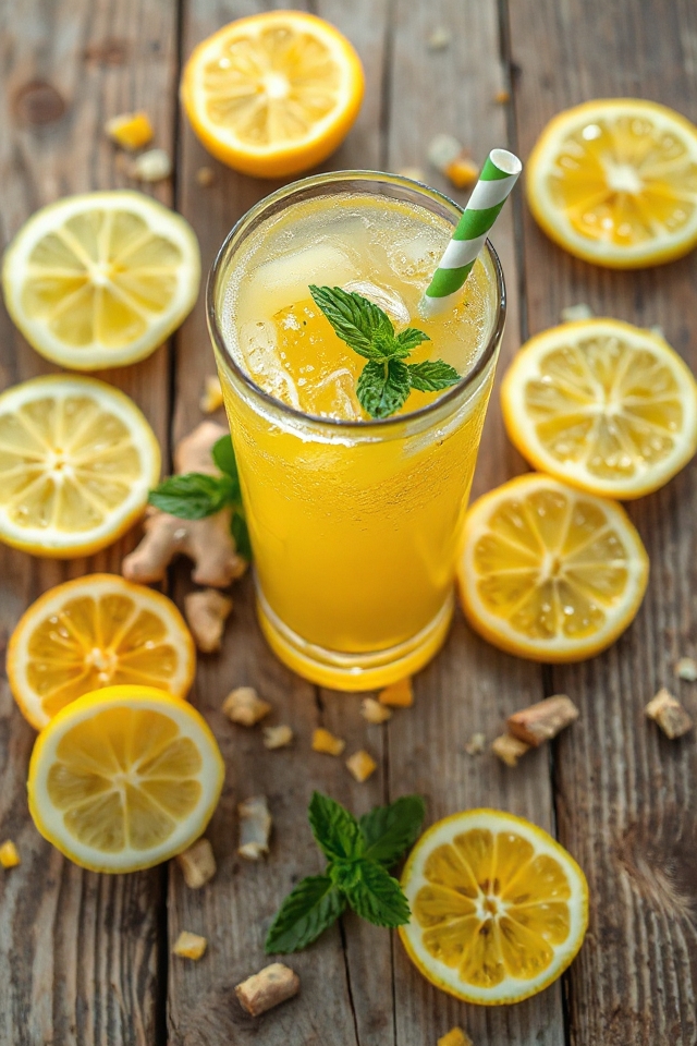 refreshing ginger lemonade drink